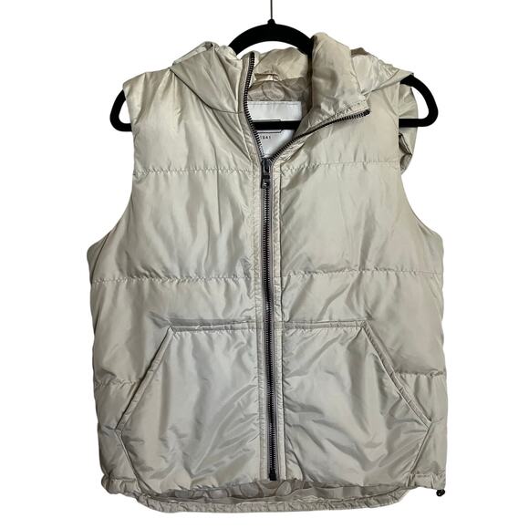 Coach Vest Hooded Down Puffer Full Zip Cream Ivory Womens Size Small - Picture 1 of 9